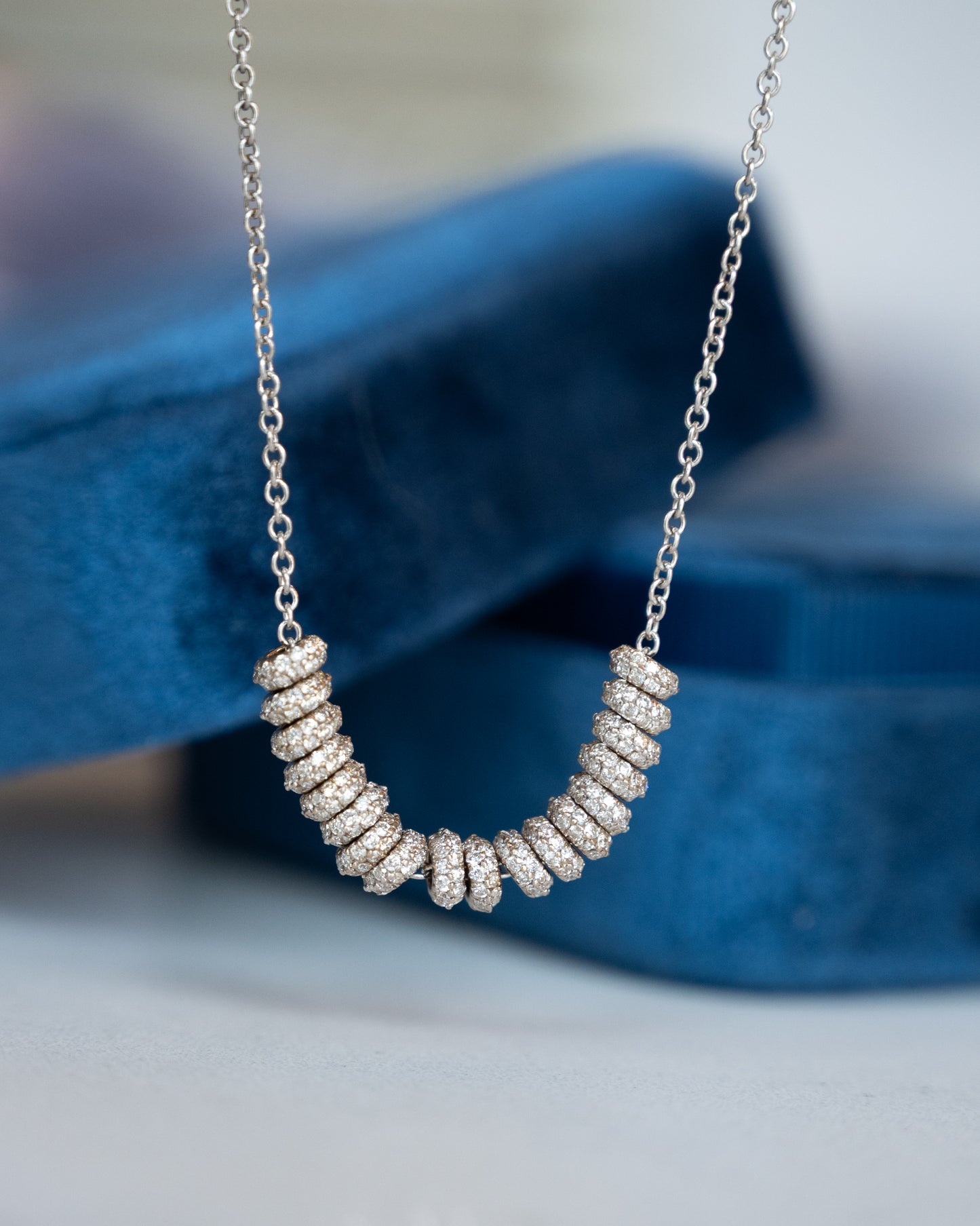 1.98 Diamond Rondelle Necklace 14k & 18k White Gold