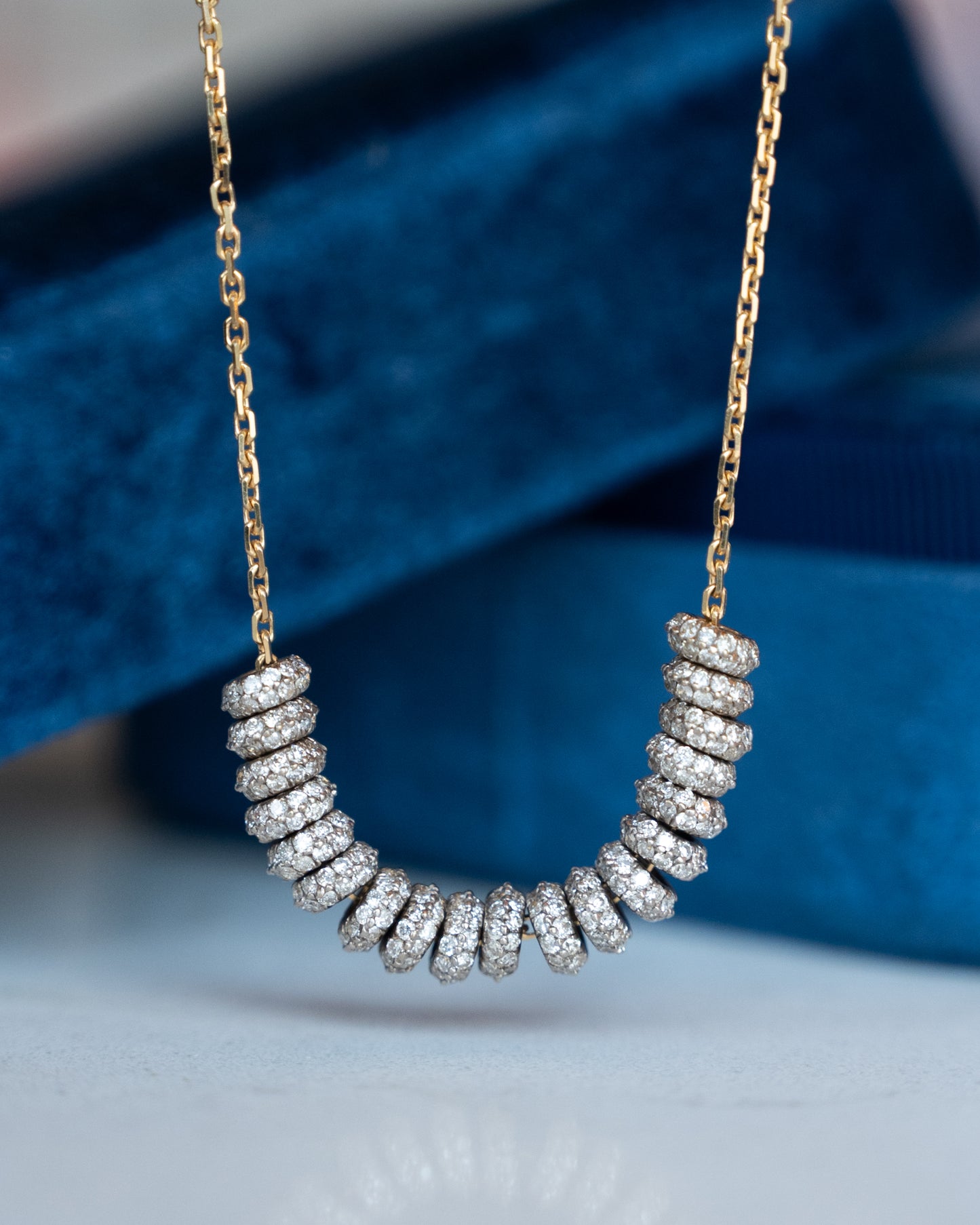 2.09 Diamond Rondelle Disc Necklace 18k Gold