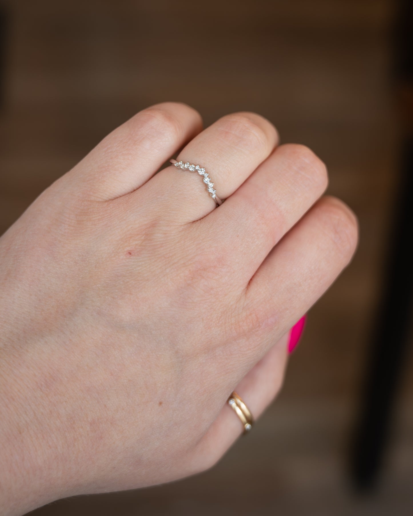 .24 Diamond Contoured Wedding Band 14k White Gold