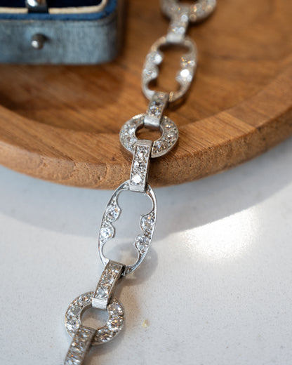 5.55 Antique Art Deco Diamond Bracelet Platinum