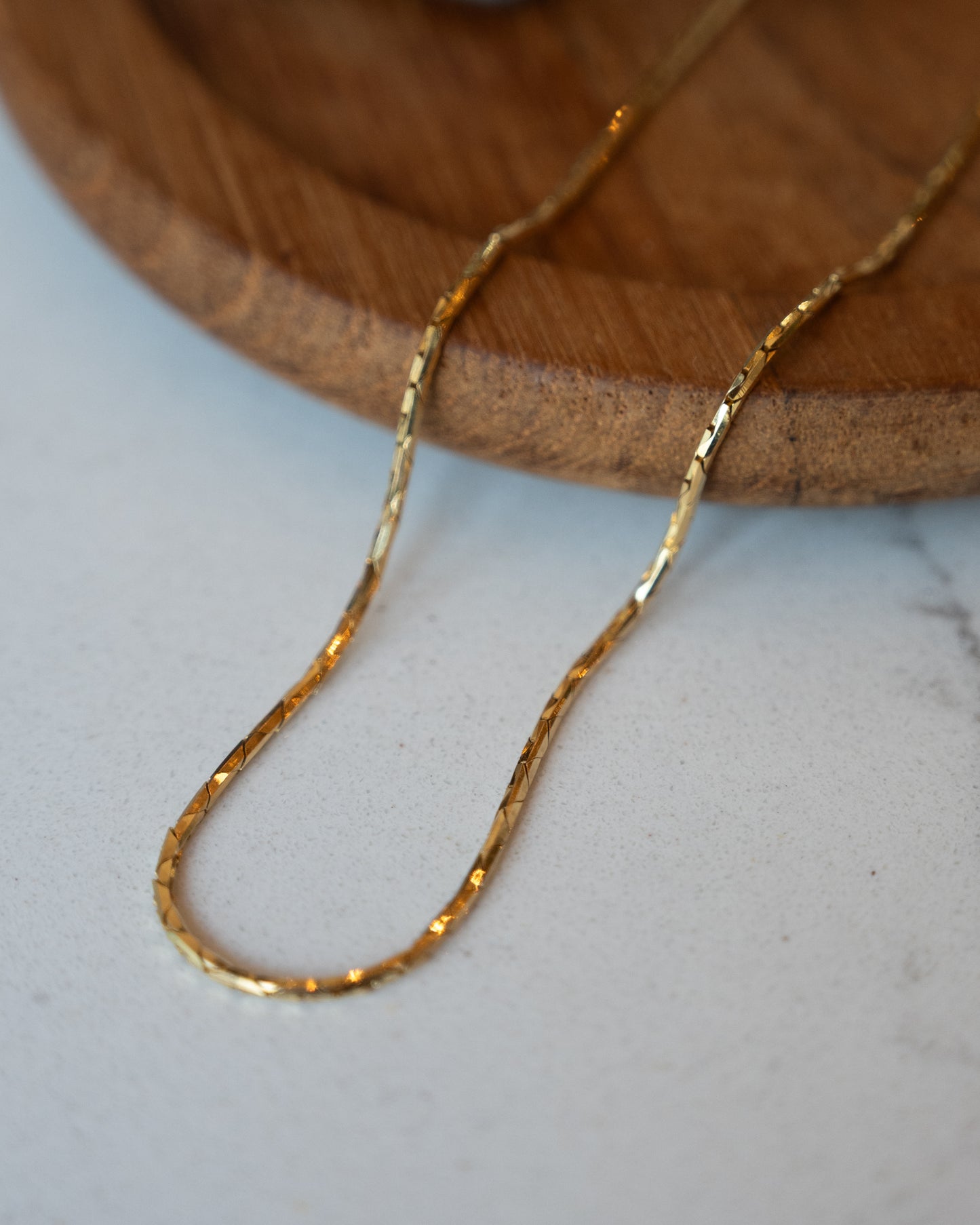16" Triangular Box Chain Necklace 14k Yellow Gold