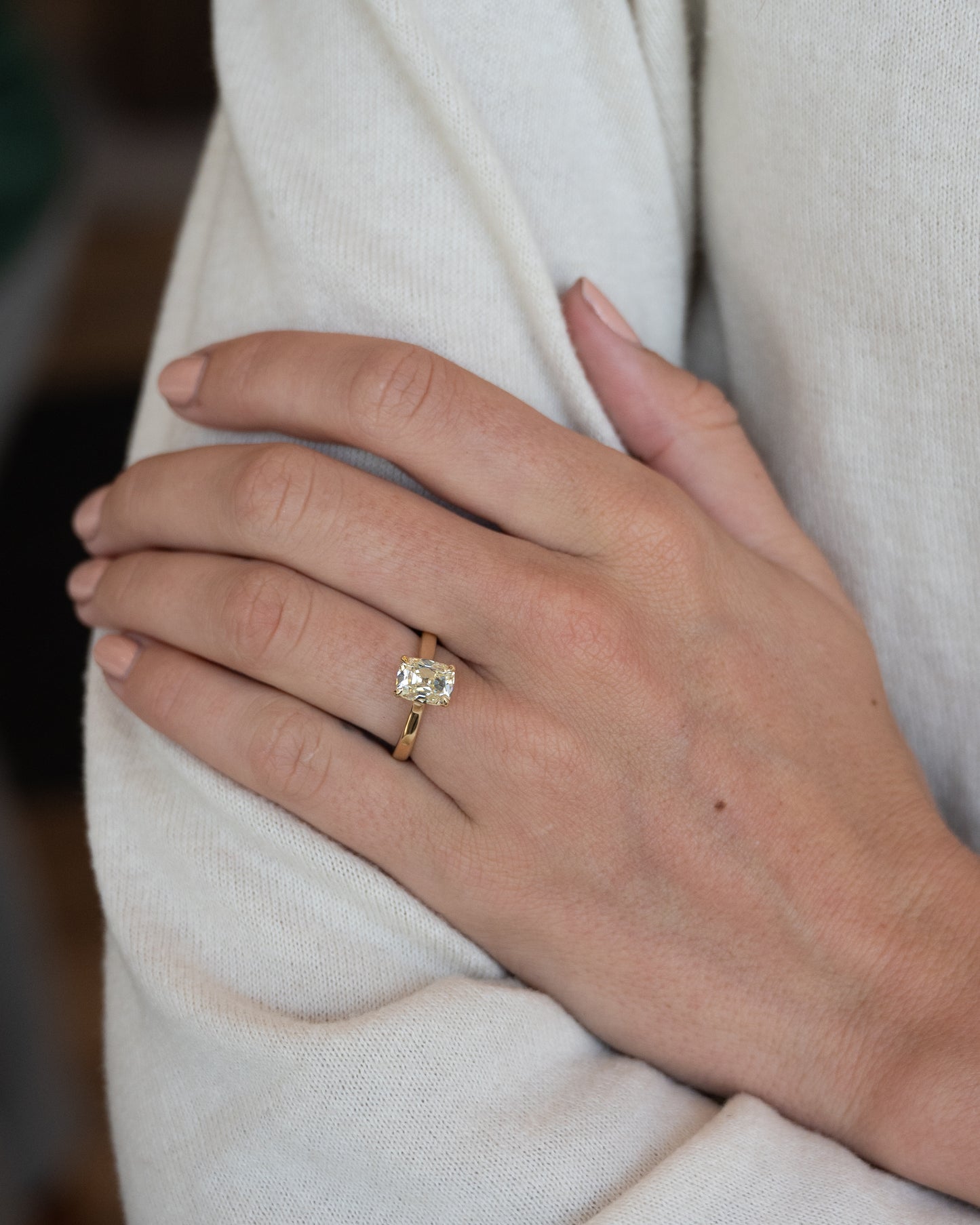 2.03 Old Mine Cushion Diamond Solitaire Ring 14k