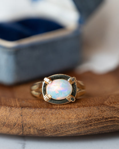 1.25 Opal Cocktail Ring 14k Yellow Gold