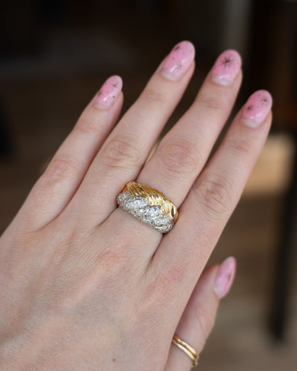.56 Woven Diamond Cocktail Ring 18k Platinum