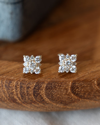 .33 Pave Diamond Cluster Stud Earrings 14k
