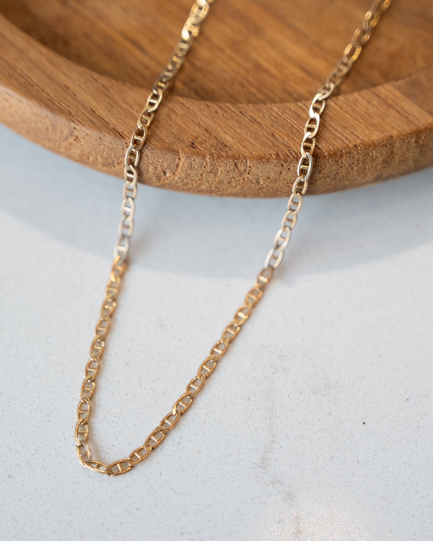 23.75" Flat Mariner Link Chain Necklace 14k Yellow Gold