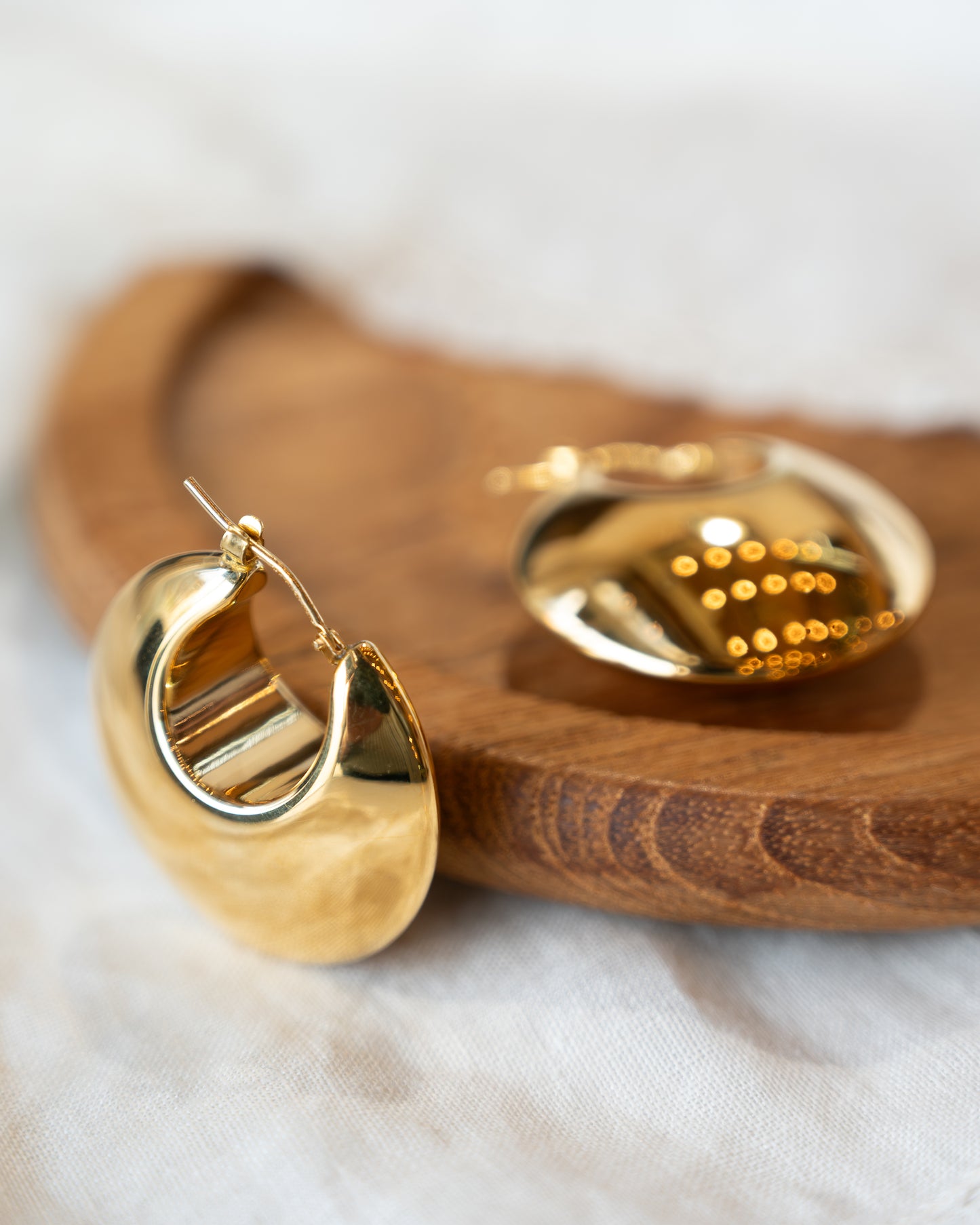 Puffy Hoop Earrings 14k Yellow Gold