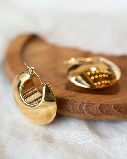Puffy Hoop Earrings 14k Yellow Gold