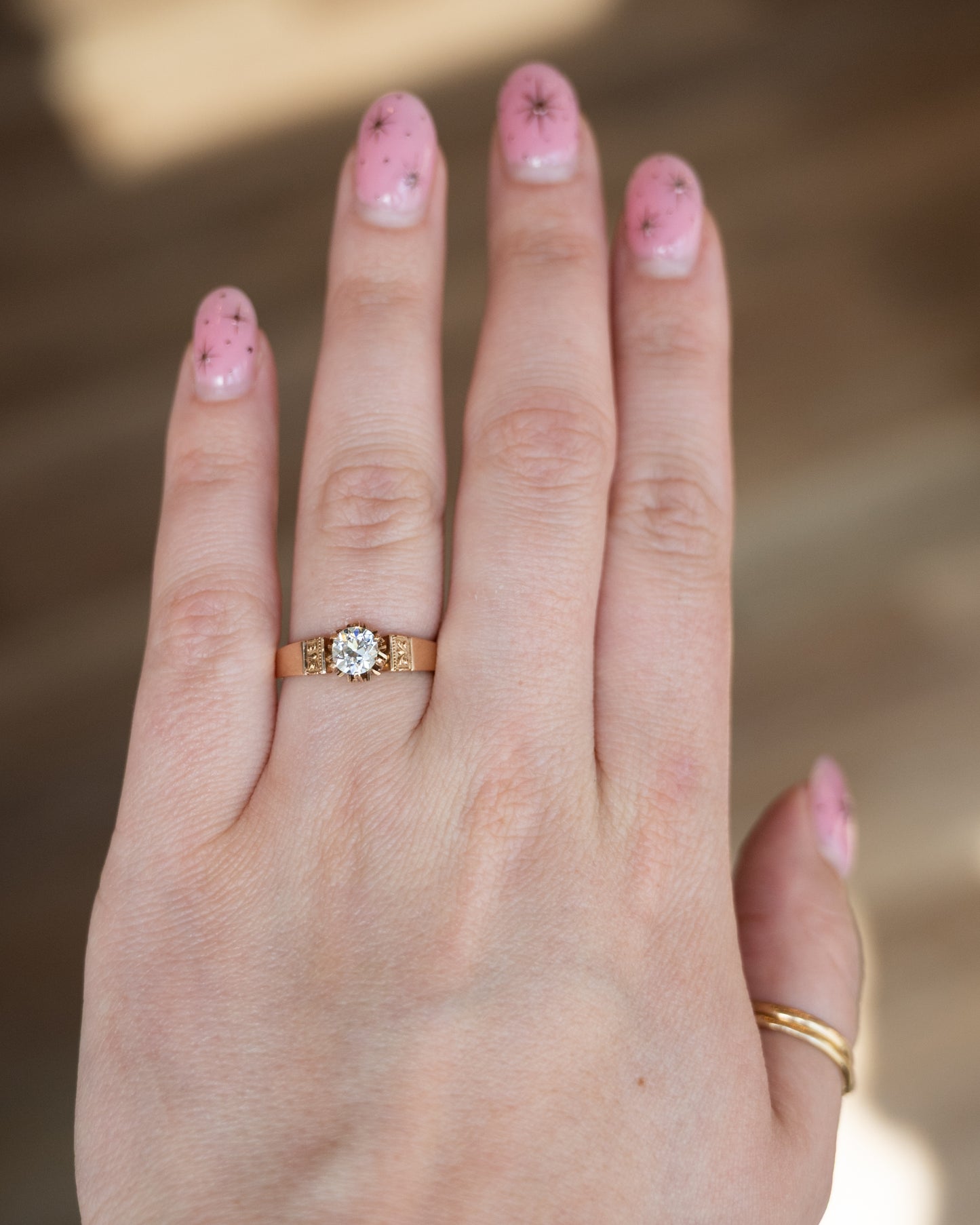 .79 Victorian Diamond Solitaire Engagement Ring 14k