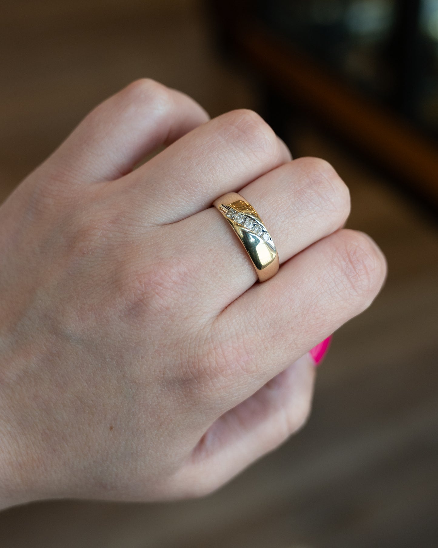 Vintage Mid-Century Diamond Wedding Band 10k Yellow Gold