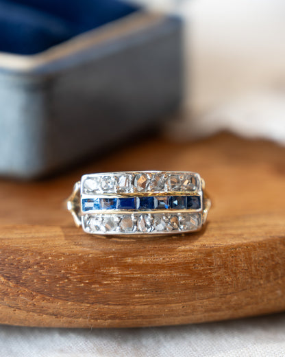 .50 Vintage Retro Sapphire Diamond Ring 14k