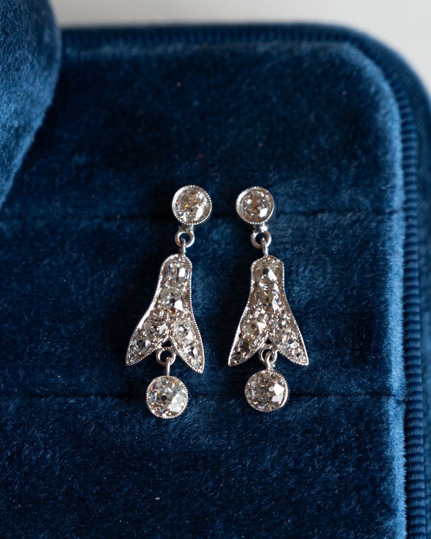 1.48 Vintage Deco Diamond Drop Earrings Platinum