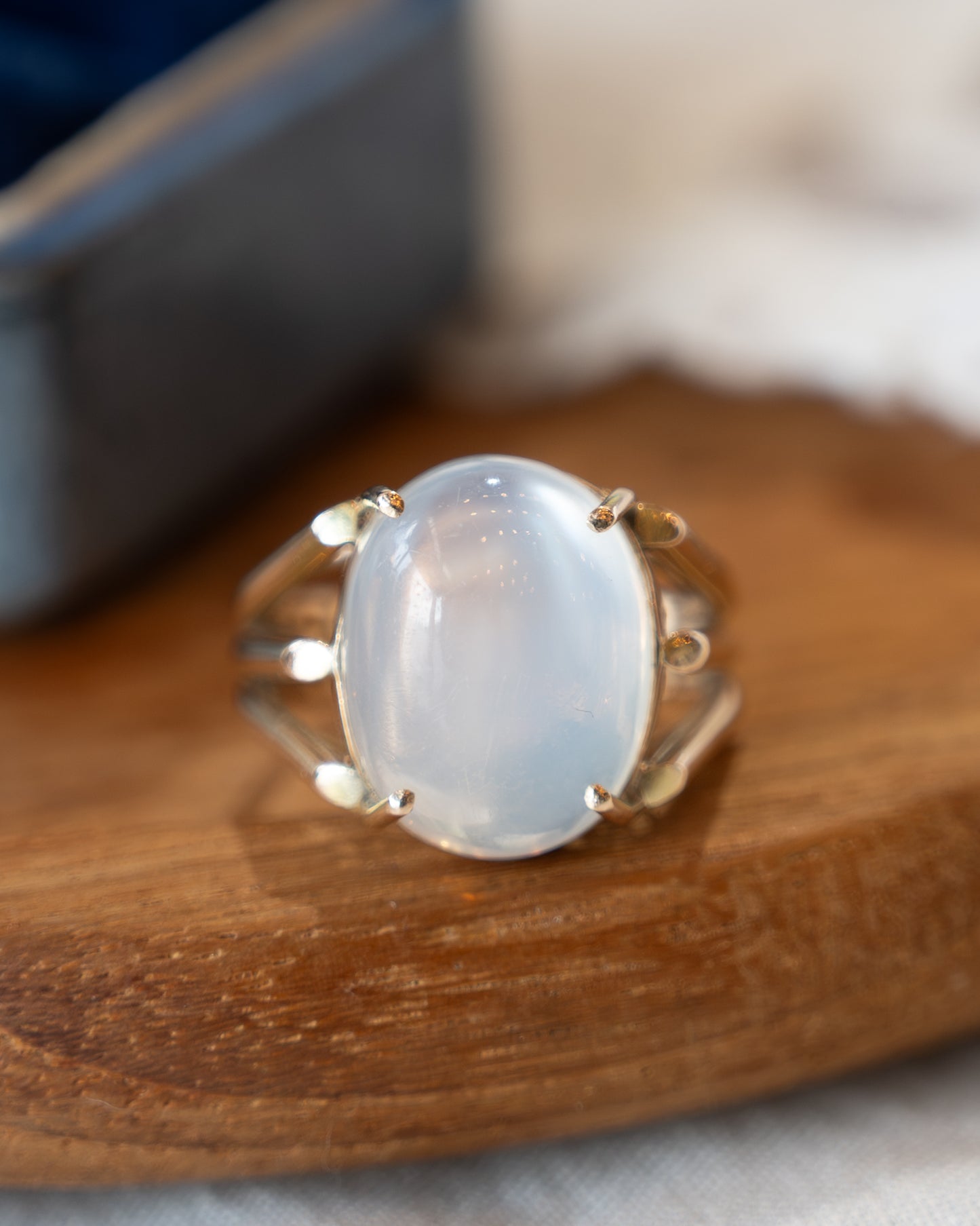 8.05 Moonstone Cocktail Ring 14k Yellow Gold
