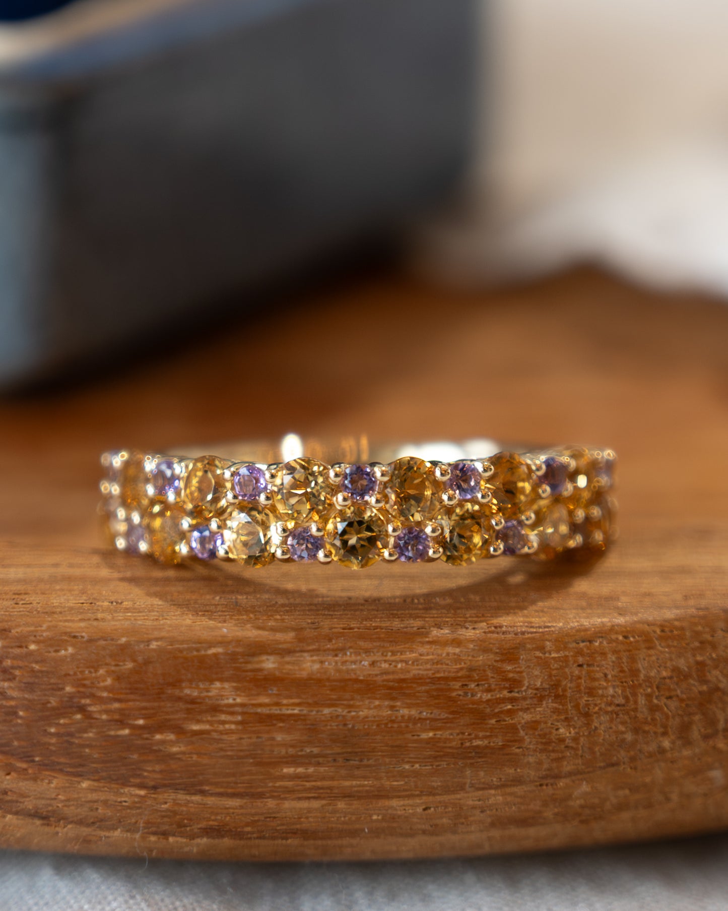 1.25 Citrine & Amethyst Stacking Ring 14k Yellow Gold