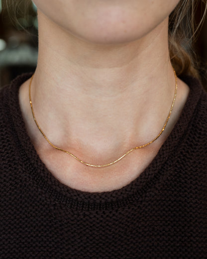 16" Triangular Box Chain Necklace 14k Yellow Gold