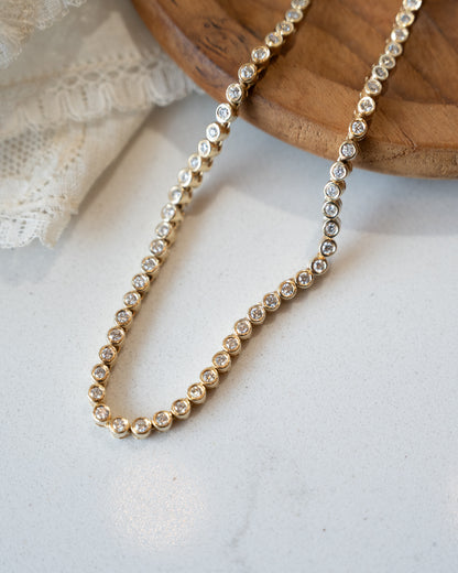 7.00ct Diamond Tennis Necklace 14k Yellow Gold