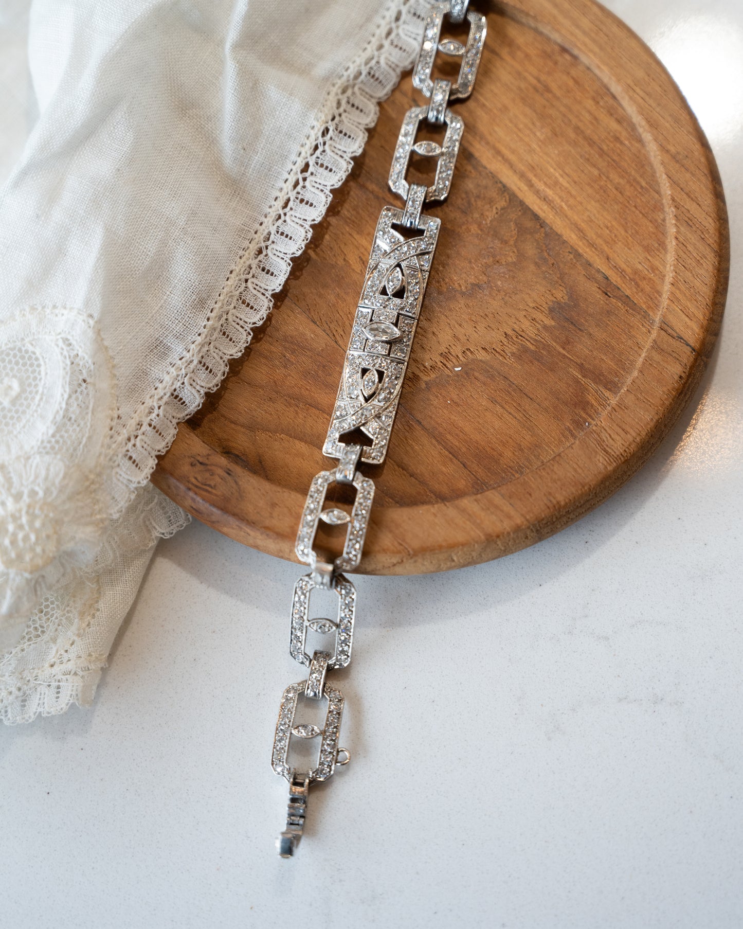 3.75 Antique Art Deco Diamond Bracelet Platinum