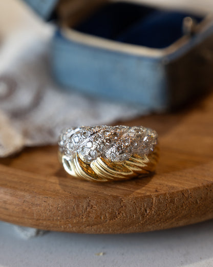 .56 Woven Diamond Cocktail Ring 18k Platinum