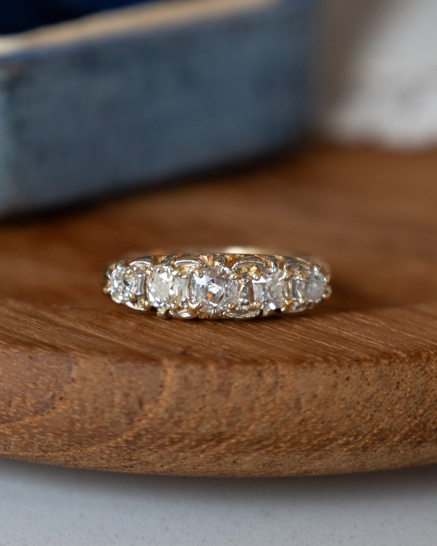 .65 Victorian Old Mine Diamond Five Stone Ring 14k