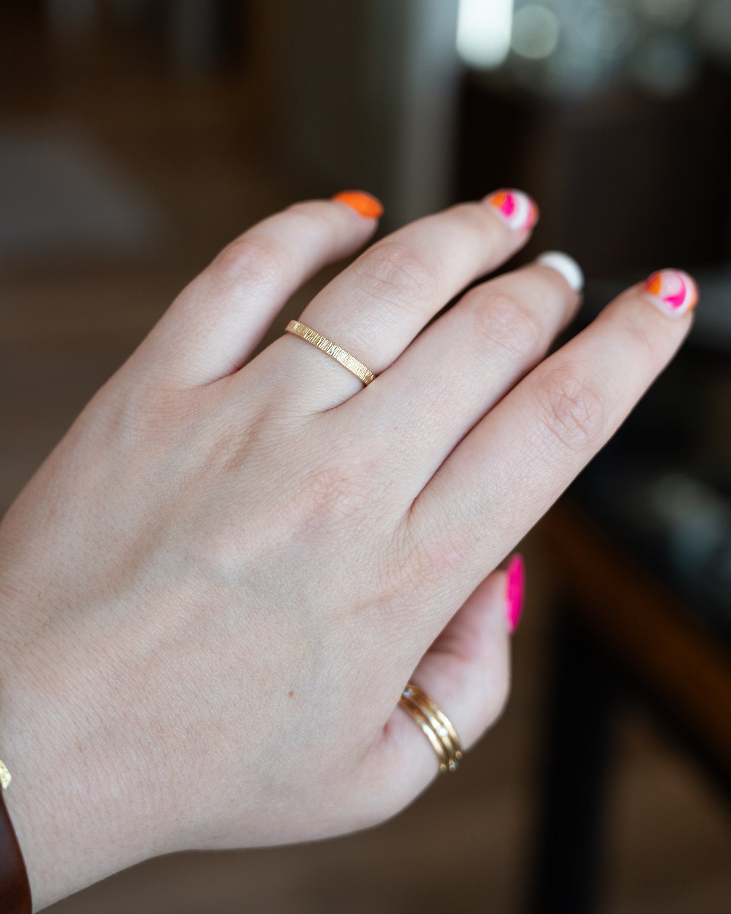 Textured Square Band Ring 14k Yellow Gold