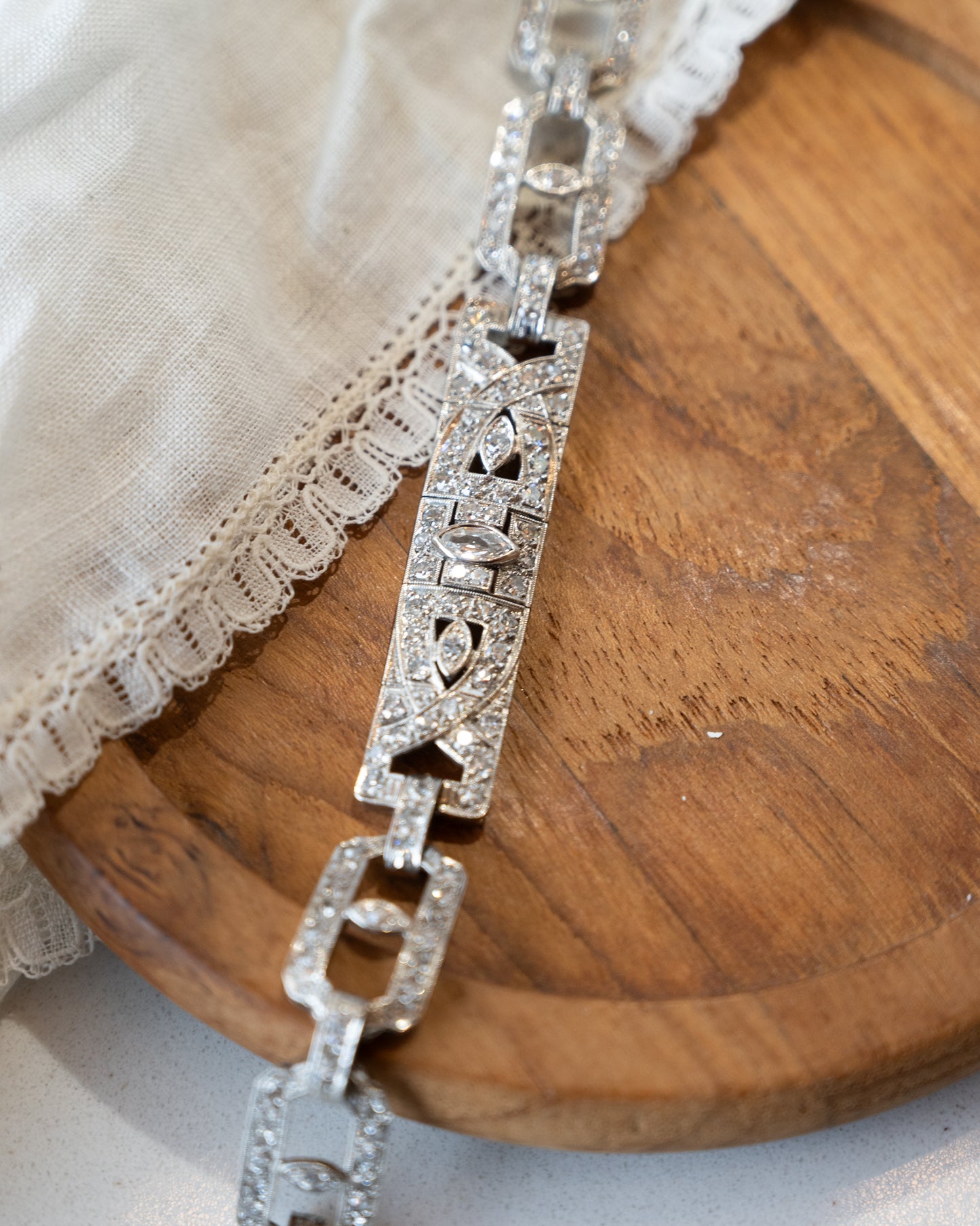 3.75 Antique Art Deco Diamond Bracelet Platinum