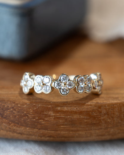 .59 Diamond Cluster Stacking Ring 14k Yellow Gold