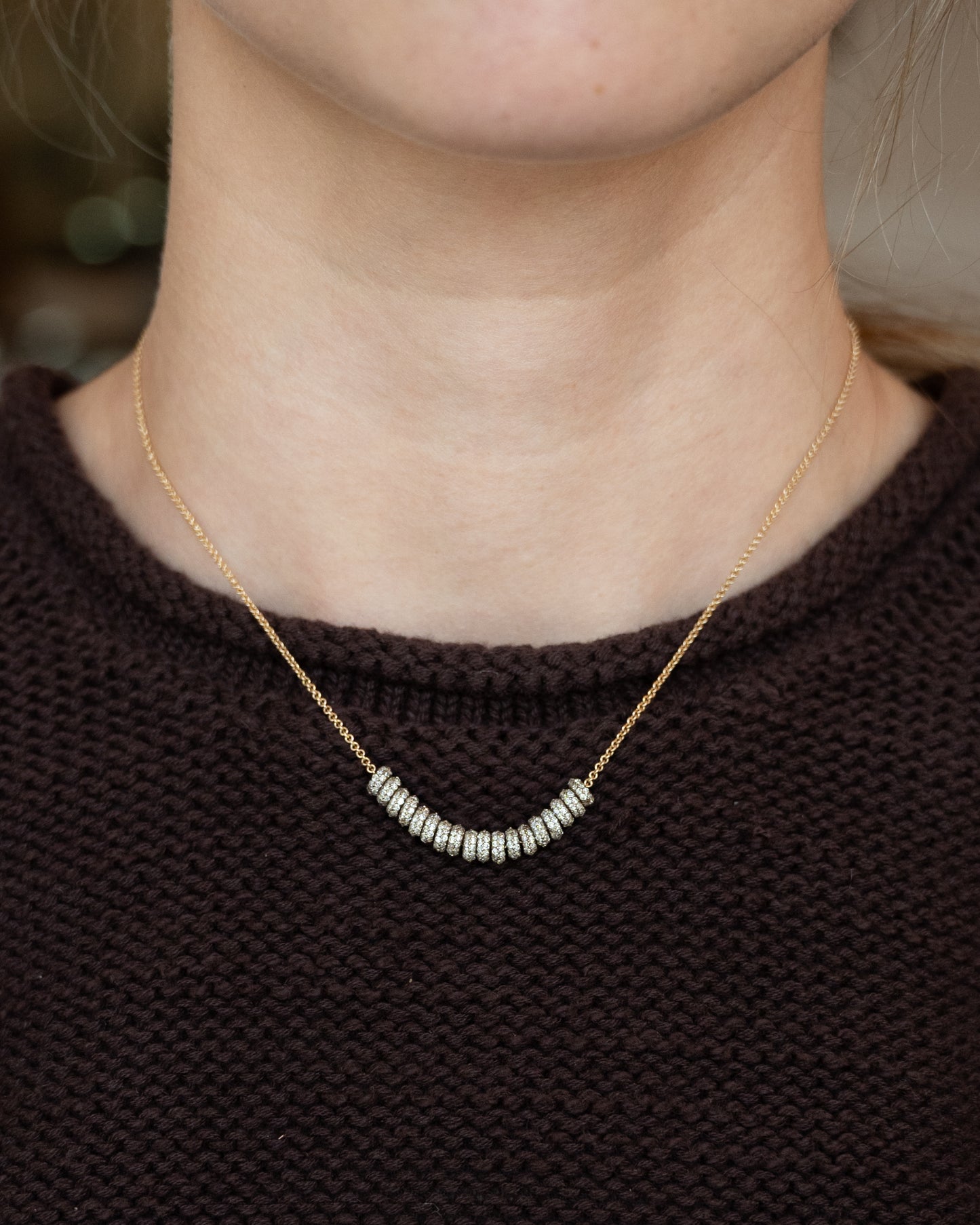 1.98 Diamond Rondelle Necklace 14k & 18k Gold