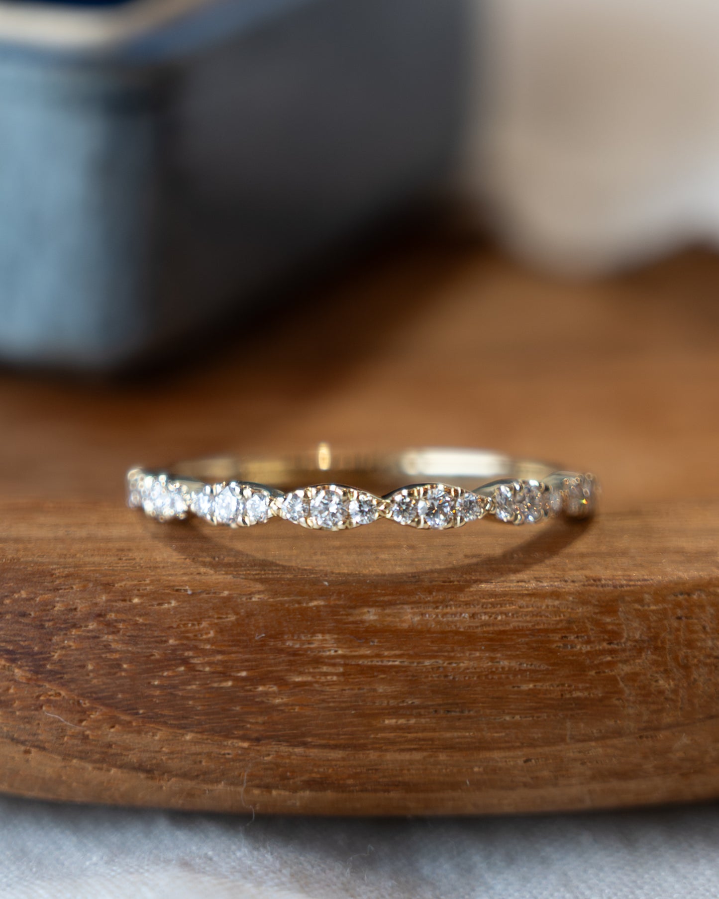 .21 Diamond Pave Stacking Wedding Band 14k Yellow Gold