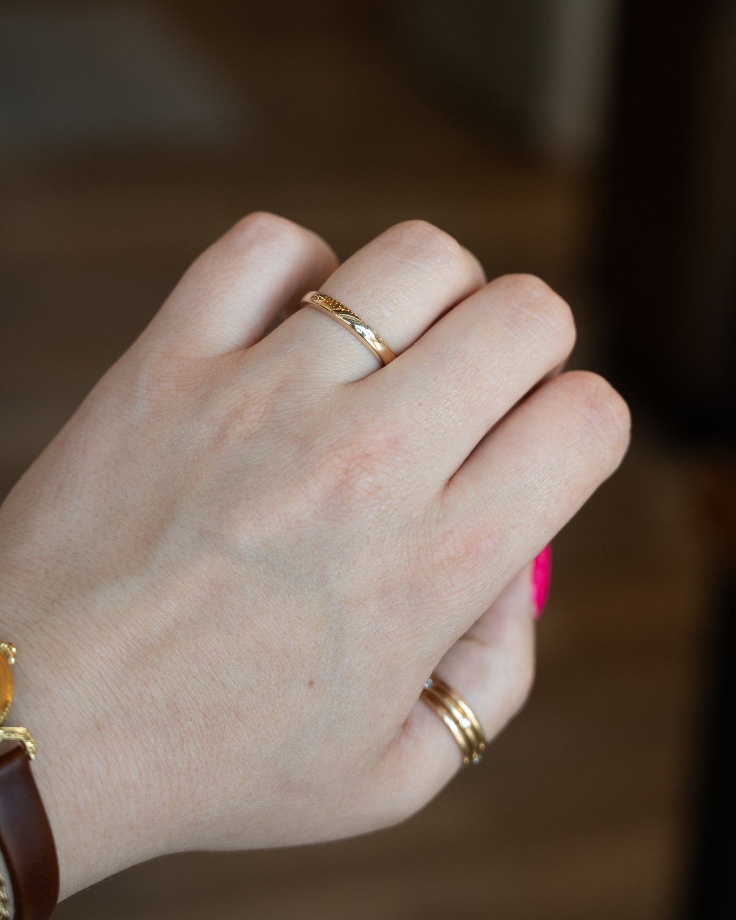 Vintage Retro Men's Wedding Band 14k Yellow Gold