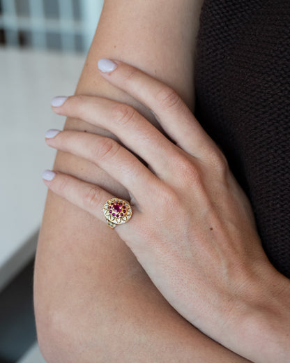 .75 Ruby & Diamond Cocktail Ring 18k