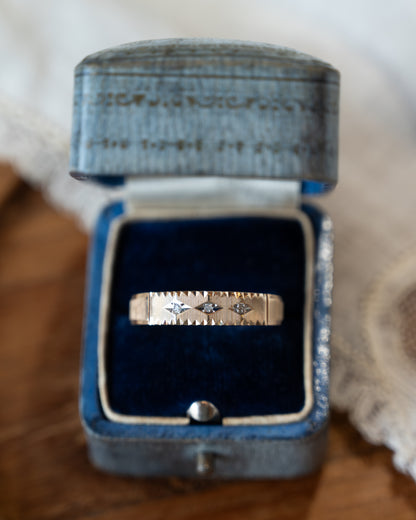 .03 Three Stone Diamond Men's Wedding Band 10k Two-Tone