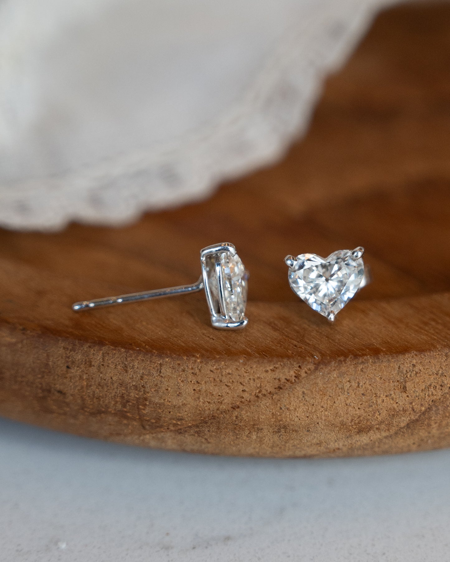 1.50 Heart Diamond Stud Earrings 14k White Gold