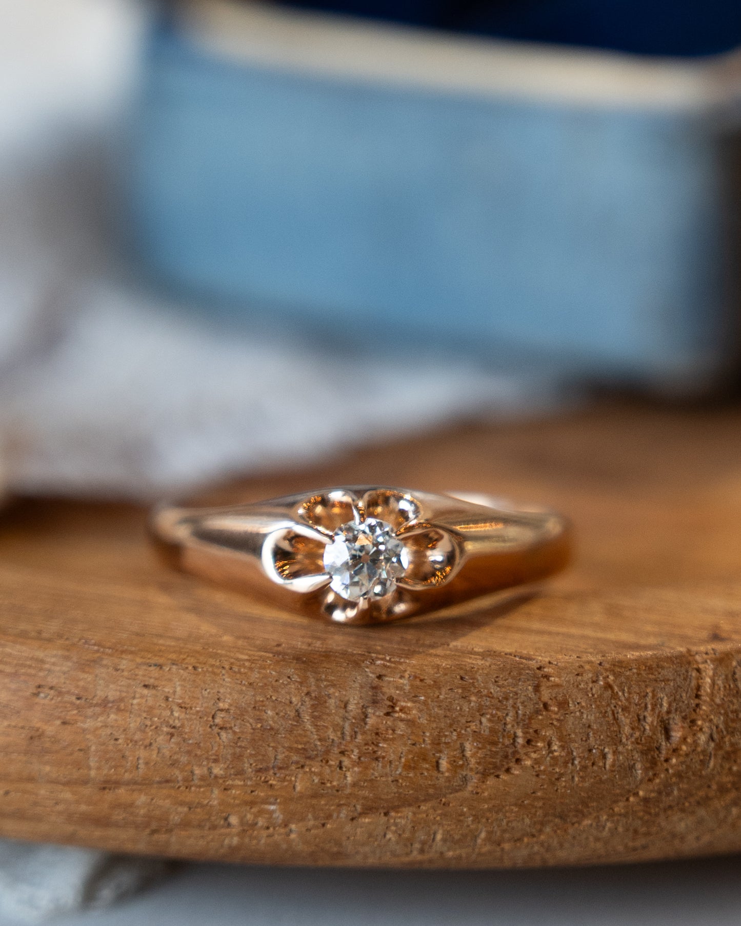 .25 Victorian Diamond Engagement Ring 14k Rose Gold