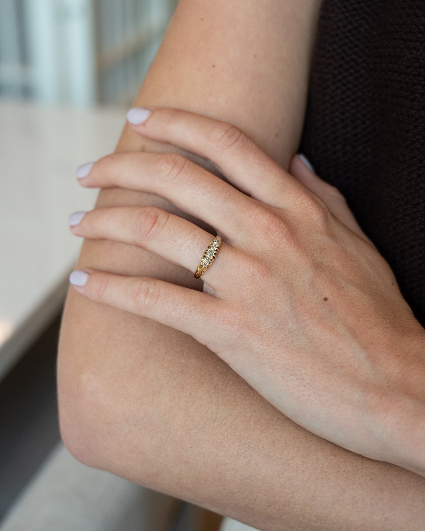 .19 Vintage Victorian Diamond Stacking Ring 18k