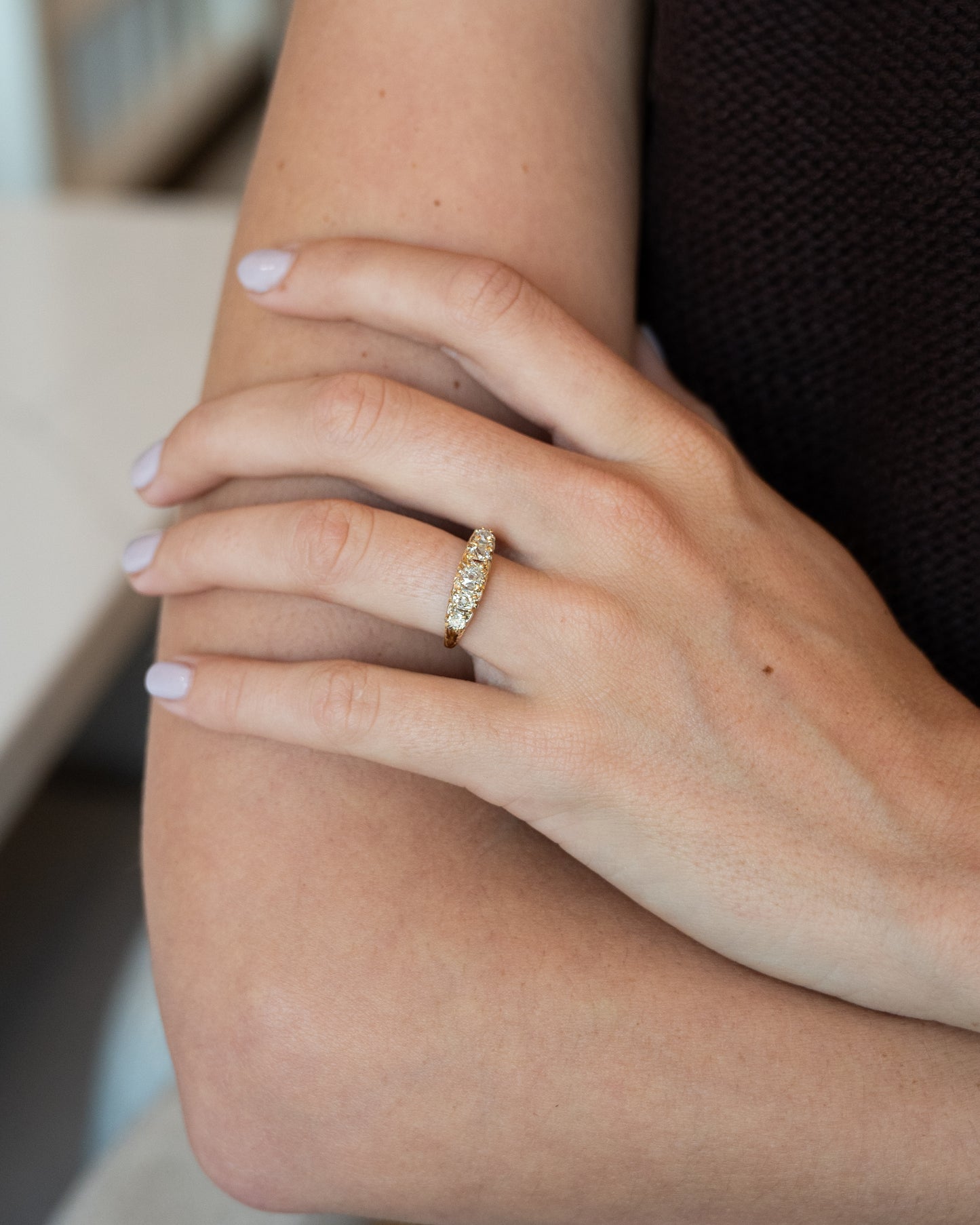 .65 Victorian Old Mine Diamond Five Stone Ring 14k