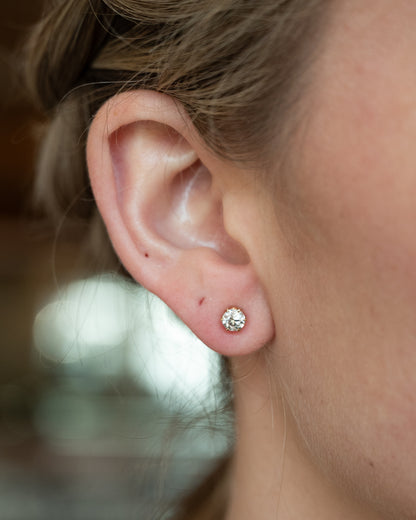 Diamond Starburst Stud Earrings 14k Yellow Gold
