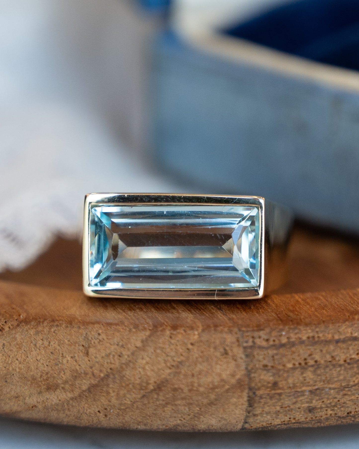 5.21 Aquamarine Emerald Cut Cocktail Ring 14k