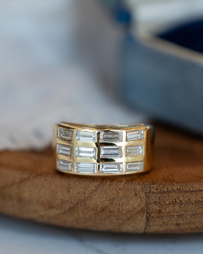 2.16 Diamond Baguette Cocktail Ring 18k Yellow Gold