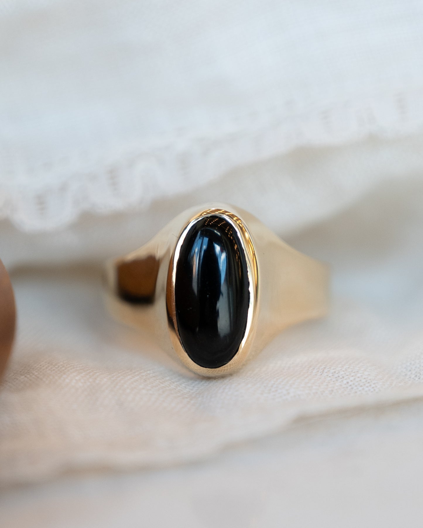 Vintage Mid-Century Onyx Men's Ring 14k