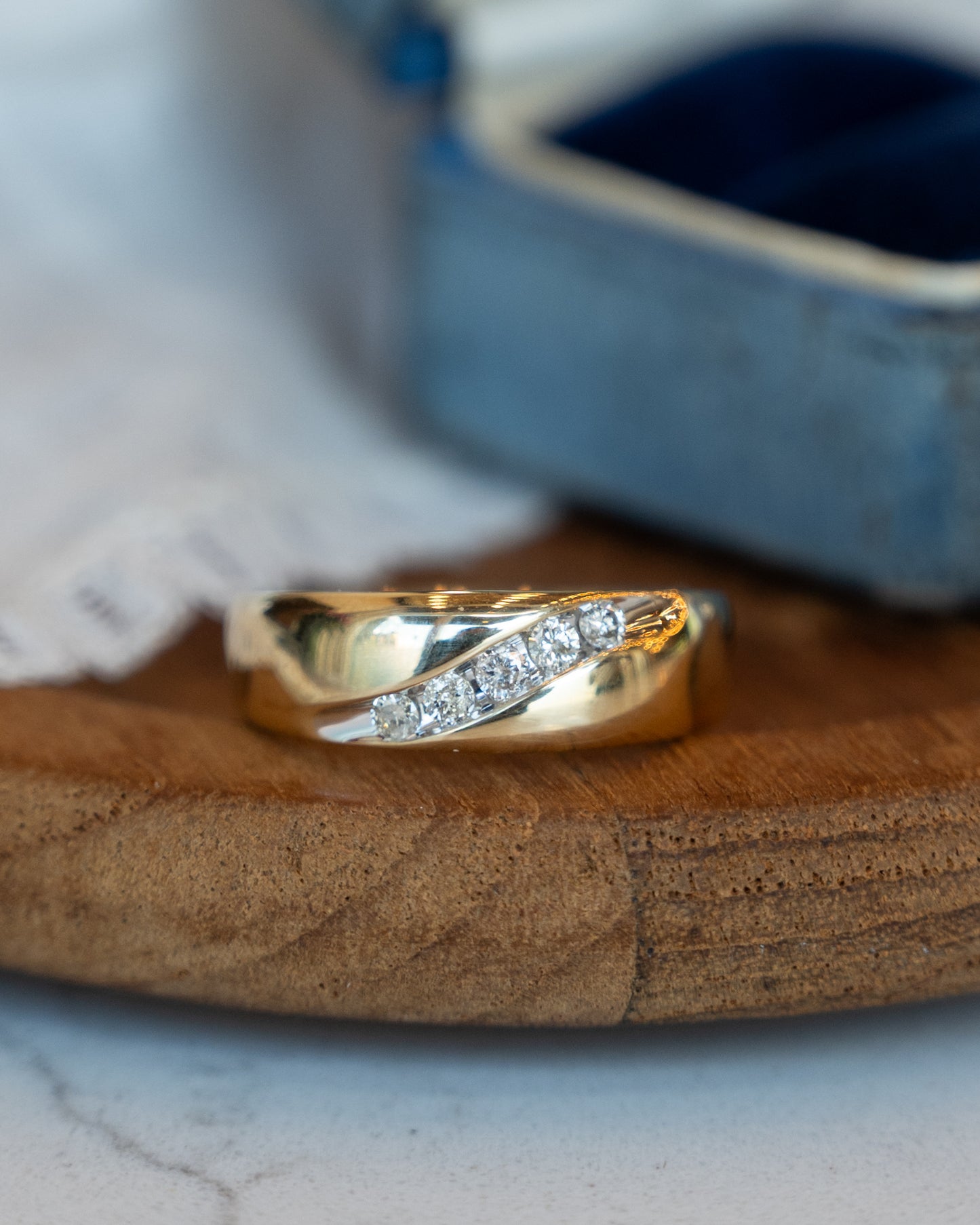 Vintage Mid-Century Diamond Wedding Band 10k Yellow Gold