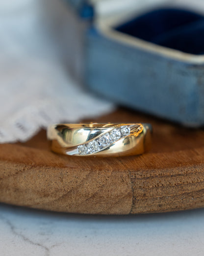 Vintage Mid-Century Diamond Wedding Band 10k Yellow Gold