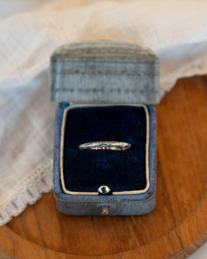 Antique Art Deco Engraved Wedding Band 18k White Gold