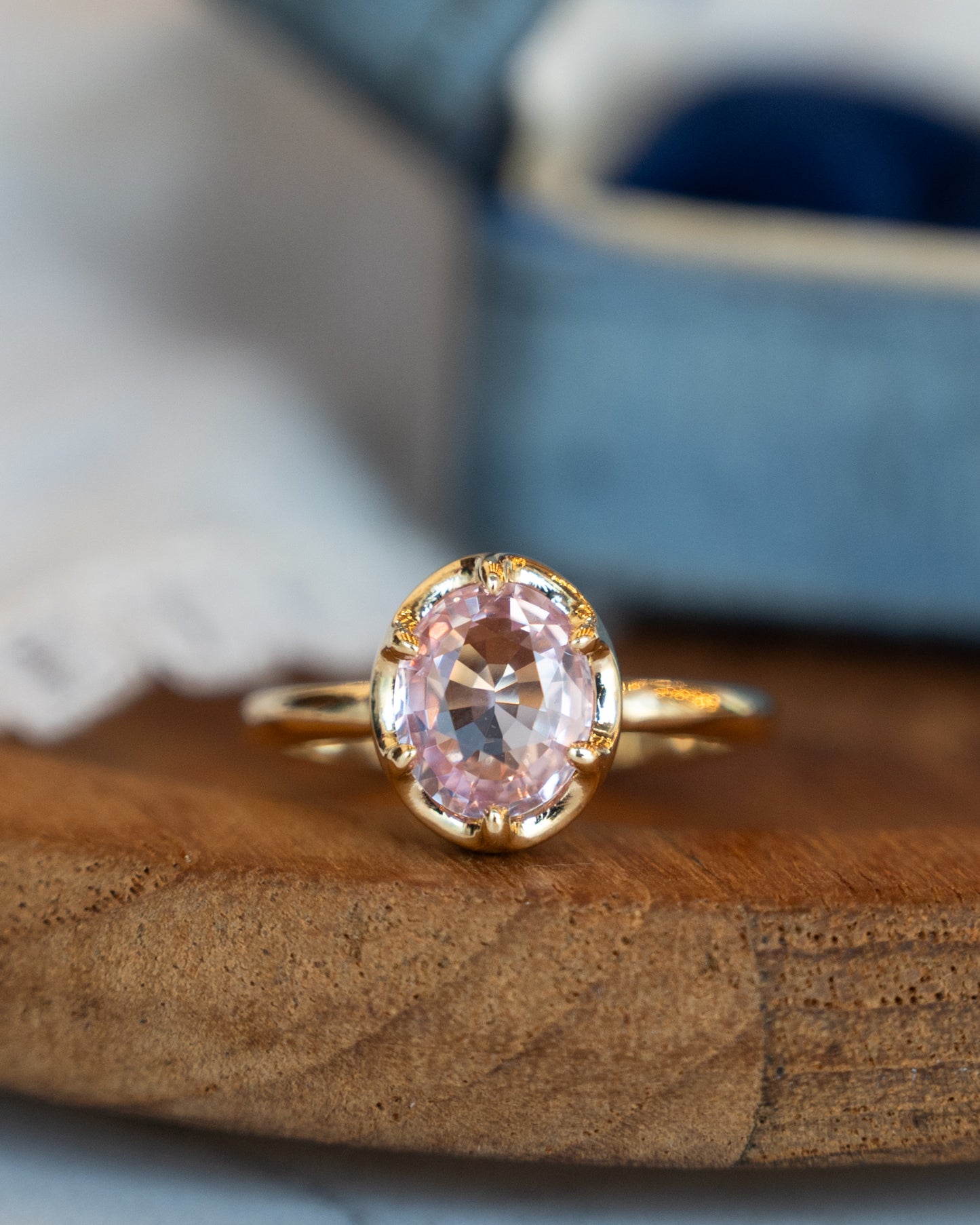 2.24 Oval Padparadscha Sapphire Solitaire Ring 14k