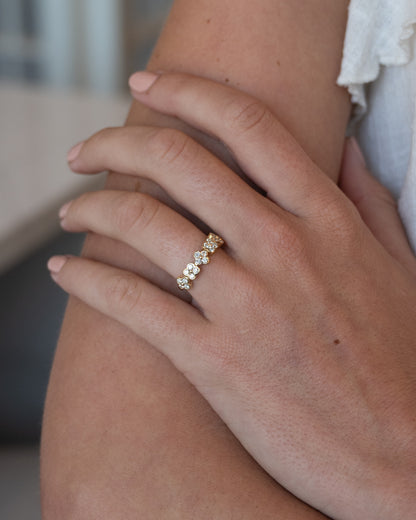 .59 Diamond Cluster Stacking Ring 14k Yellow Gold