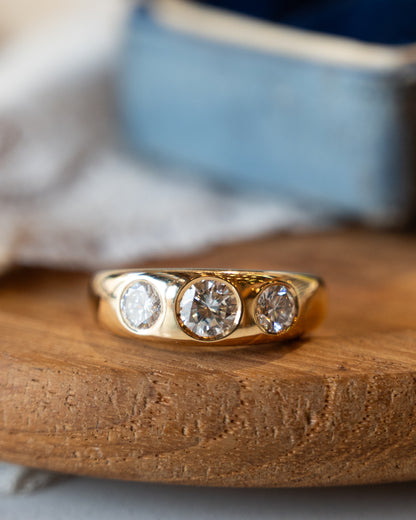 1.11 Three Stone Diamond Engagement 18k Yellow Gold