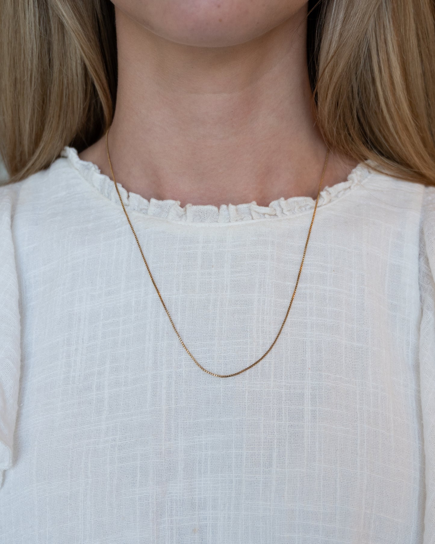 21" Box Chain Necklace 14k Yellow Gold