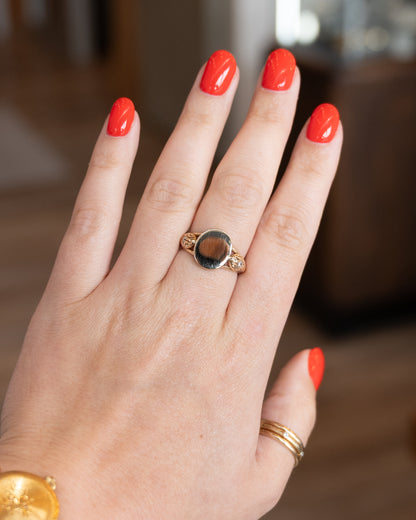 Antique Victorian Diamond Snake Signet Ring 10k Rose Gold