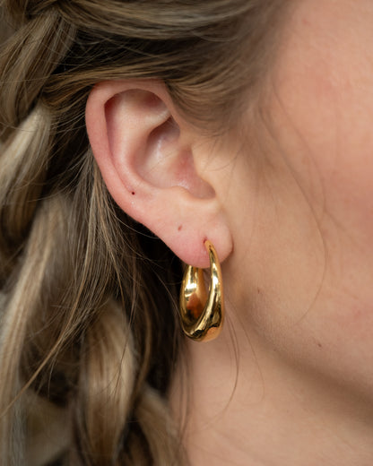 Tapered Hoop Earrings 14k Yellow Gold