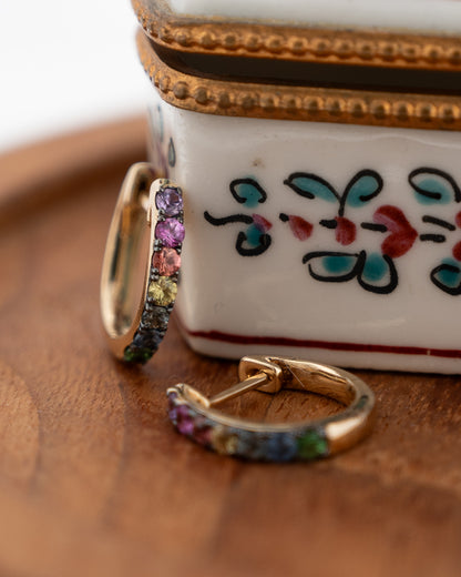 Effy Rainbow Sapphire Huggie Hoop Earrings 14k