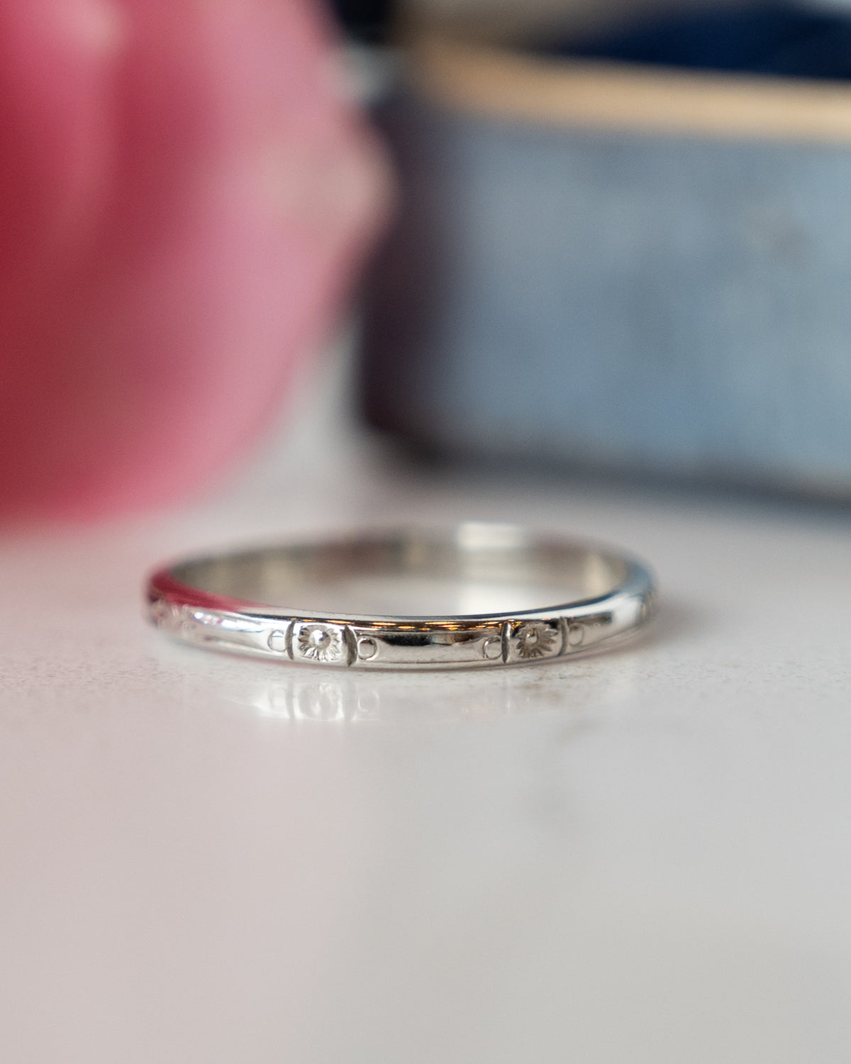 Antique Art Deco Orange Blossom Wedding Band 18k